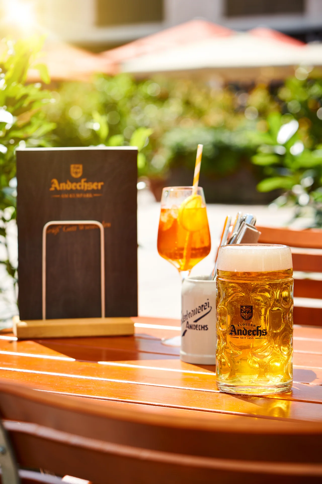 beer and aperol spritz in the sunshine